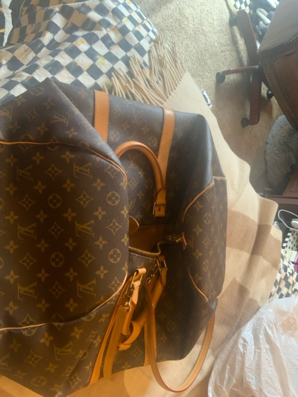 Louis Vuitton Monogram Canvas Duffel with Natural Leather Trim - Picture 9 of 10